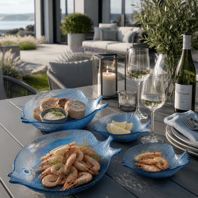 Hovedbilde Glasskål fisk blå 2 pk.
