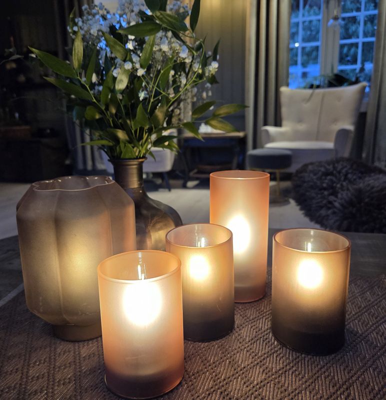 Bordlampe led mørk brun lav