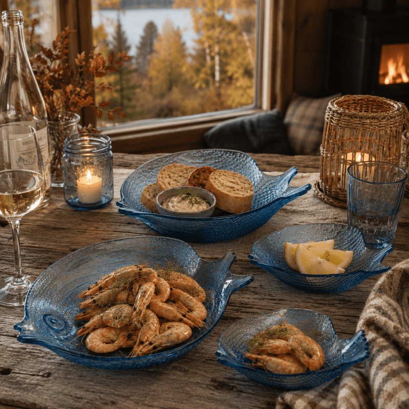 Fisk glassfat blå 2 pk.