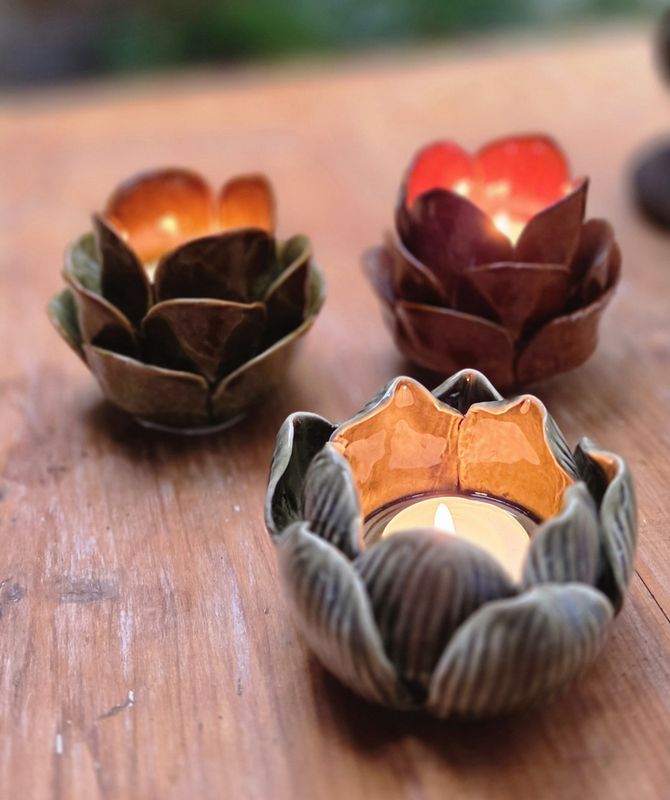 Telyslykt lotus grønn