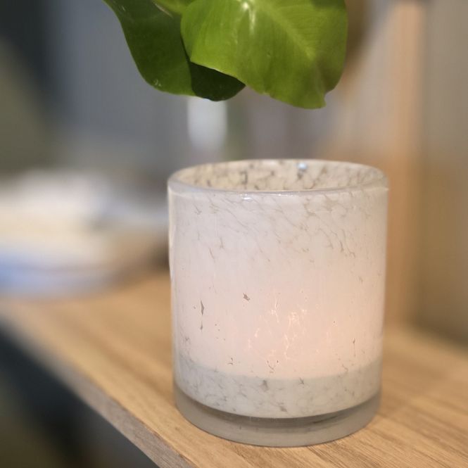 Hovedbilde Lysholder hvit munnblåst