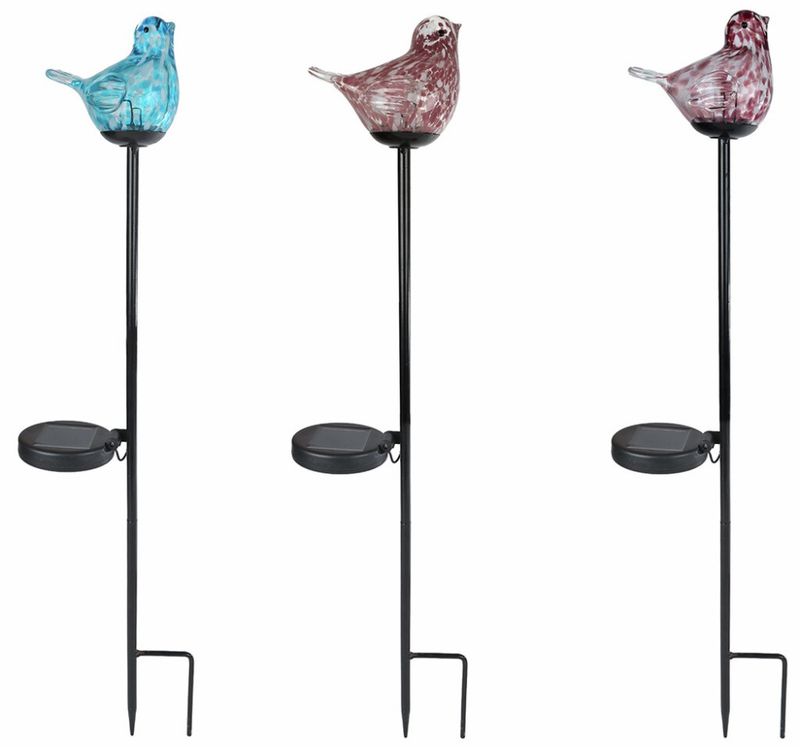 Blomsterpinne glassfugl lilla