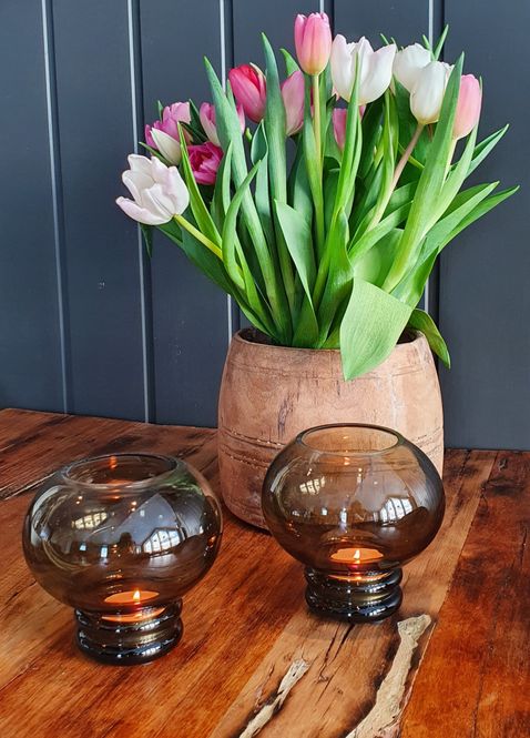 Hovedbilde Glasslykt/vase oliven